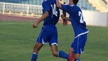 Бахтияр Солтанов (слева) забил один из мячей в ворота сборной Албании