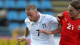 Mikhail Sivakov (right) challenges Ignazio Abate during the teams' meeting in Sweden last year