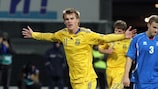 Ukraine's Andriy Yarmolenko celebrates scoring against Iceland in an Under-21 friendly