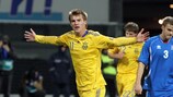 Andriy Yarmolenko celebra un gol en la fase de clasificación ante Islandia