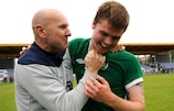 Ireland manager Paul Doolin (left) celebrates with goalscorer Connor Murphy