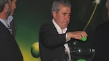 Former Romanian interntaional Gheorghe Hagi helped to conduct the draw in Bucharest