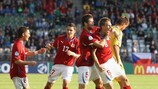 Lukáš Vácha (far left) celebrates after Bořek Dočkal scores against Ukraine