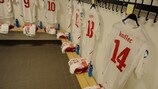 Czech Republic shirts hang in their dressing room before the semi-final