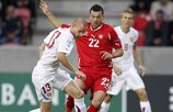 Xavier Hochstrasser in semi-final action for Switzerland against the Czechs