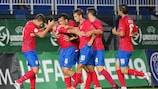 Serbia celebrate their win against Turkey