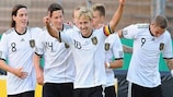 Germany striker Lewis Holtby (No10) celebrates after breaking the deadlock