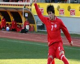 Georgiens Valeri Kazaishvili erzielte im Spiel gegen Frankreich einen Dreierpack