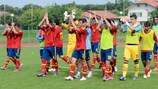 Los jugadores de España celebran su victoria ante Armenia