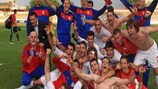 Serbia celebrate reaching the UEFA European Under-19 Championship