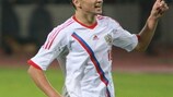 Denis Cheryshev celebrates one of his two goals against Poland