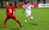 Russia's Pavel Yakovlev (right) takes aim against Moldova