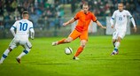 Netherlands forward Yanic Wildschut on the ball in Senec