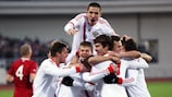 Молодежная сборная России празднует выход на чемпионат Европы