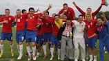 Serbia celebrate becoming the last country to qualify for next month's final tournament