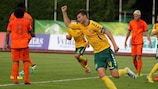 Lukas Artimavičius celebra su gol ante Holanda
