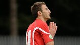 Форвард сборной Грузии Ника Качарава забил гол, но не реализовал пенальти в поединке с турками
