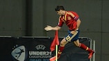Álvaro Morata, top scorer at the 2013 finals, celebrates