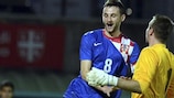 Marcelo Brozović celebrates one of his two goals in Lugano