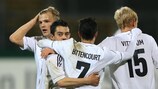 Amin Younes is mobbed by his Germany team-mates