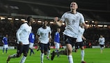 A delighted Michael Keane celebrates after scoring England's first goal