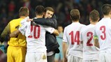 Serbia celebrate after victory against Belgium