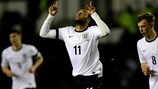 Nathan Redmond celebrates his 56th-minute winner for England