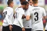 Nathan Redmond (centre) celebrates after scoring the opening goal in Swansea
