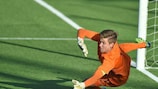 Jesse Joronen denies Moldova's Gheorghe Anton from the penalty spot