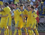 Ukraine celebrate scoring