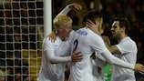 Inglaterra celebra un en su victoria por 3-1 sobre Portugal