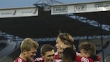 Denmark celebrate during their play-off victory against Iceland
