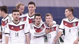 Germany celebrate Max Meyer's goal in their 3-1 win against the Netherlands