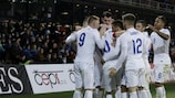 England celebrate their goal