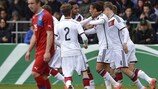 Germany celebrate scoring against the Czech Republic