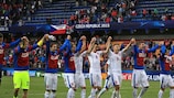 The Czech players celebrate at full time