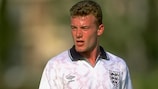 Alan Shearer in action for England's Under-21s in 1991
