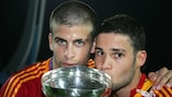 Gerard Piqué (left) and Mario Suarez celebrate Spain's 2006 victory