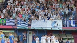 Los jugadores de Grecia celebran el triunfo