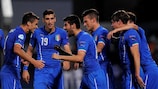La gioia di Marco Benassi e dei giocatori dell'Italia, che hanno vinto 3-0 in Slovenia