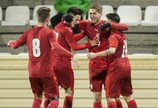 The Czech Republic celebrate scoring against FYR Macedonia