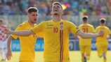 Ianis Hagi celebrates scoring Romania's second against Croatia