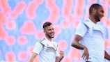 Germany pair Marco Richter and Jonathan Tah training in Bologna