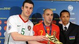 Joel Queirós, Javi Rodríguez und Biro Jade mit dem adidas Goldenen Schuh