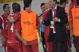 Kairat coach João Carlos Barbosa celebrates his team's victory