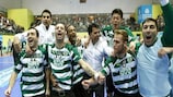 Sporting celebrate their victory against Murcia in Lisbon