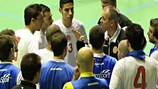 Malta coach Vic Hermans instructs his players