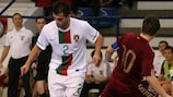 Ricardo Fernandes (left) takes on Russia's Konstantin Maevskiy in the second friendly