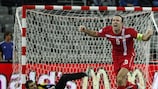 Bojan Pavićević enjoys his goal against Azerbaijan