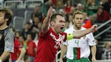 Vidan Bojović celebrates the first of his four goals on Friday